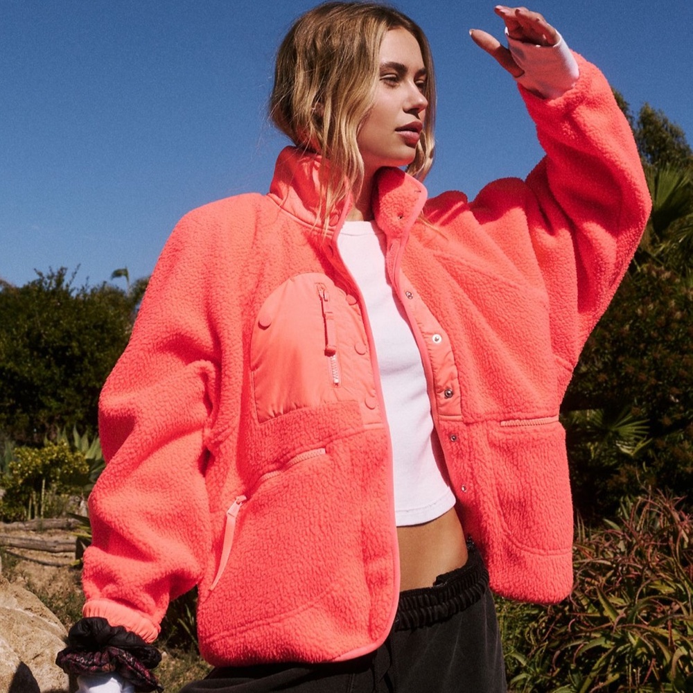 Free People Hit The Slopes Jacket Neon Coral